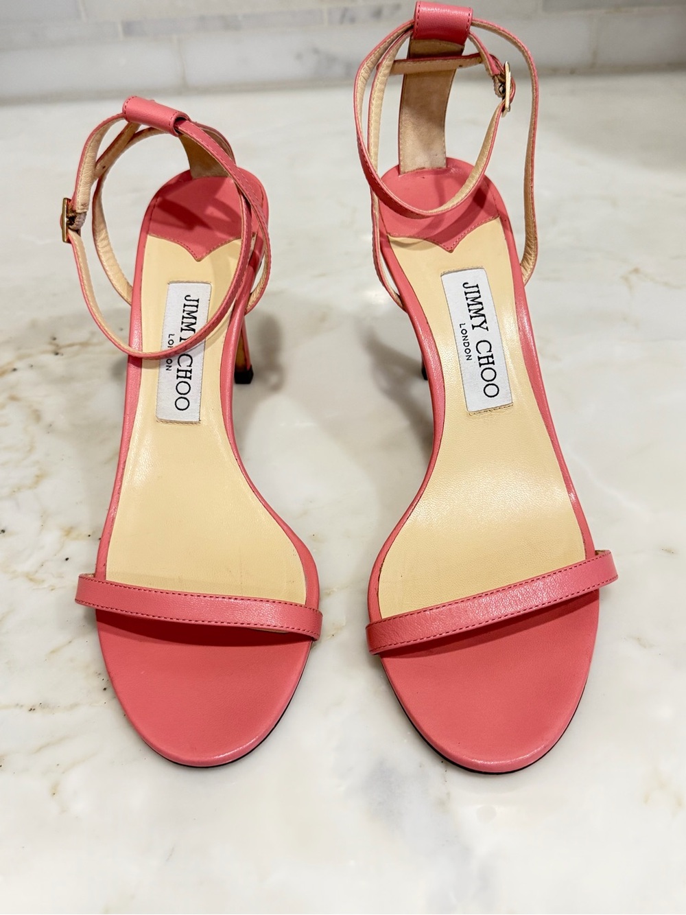 Jimmy Choo Pink Leather Ankle-Strap Heels